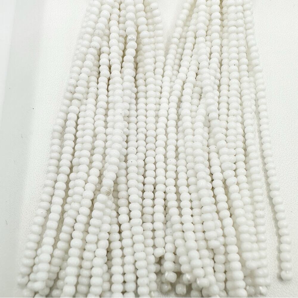 Pink Linen White Tassel Earrings NWT Seed Beads Dangle Jewelry Hand Beaded - Picture 3 of 16